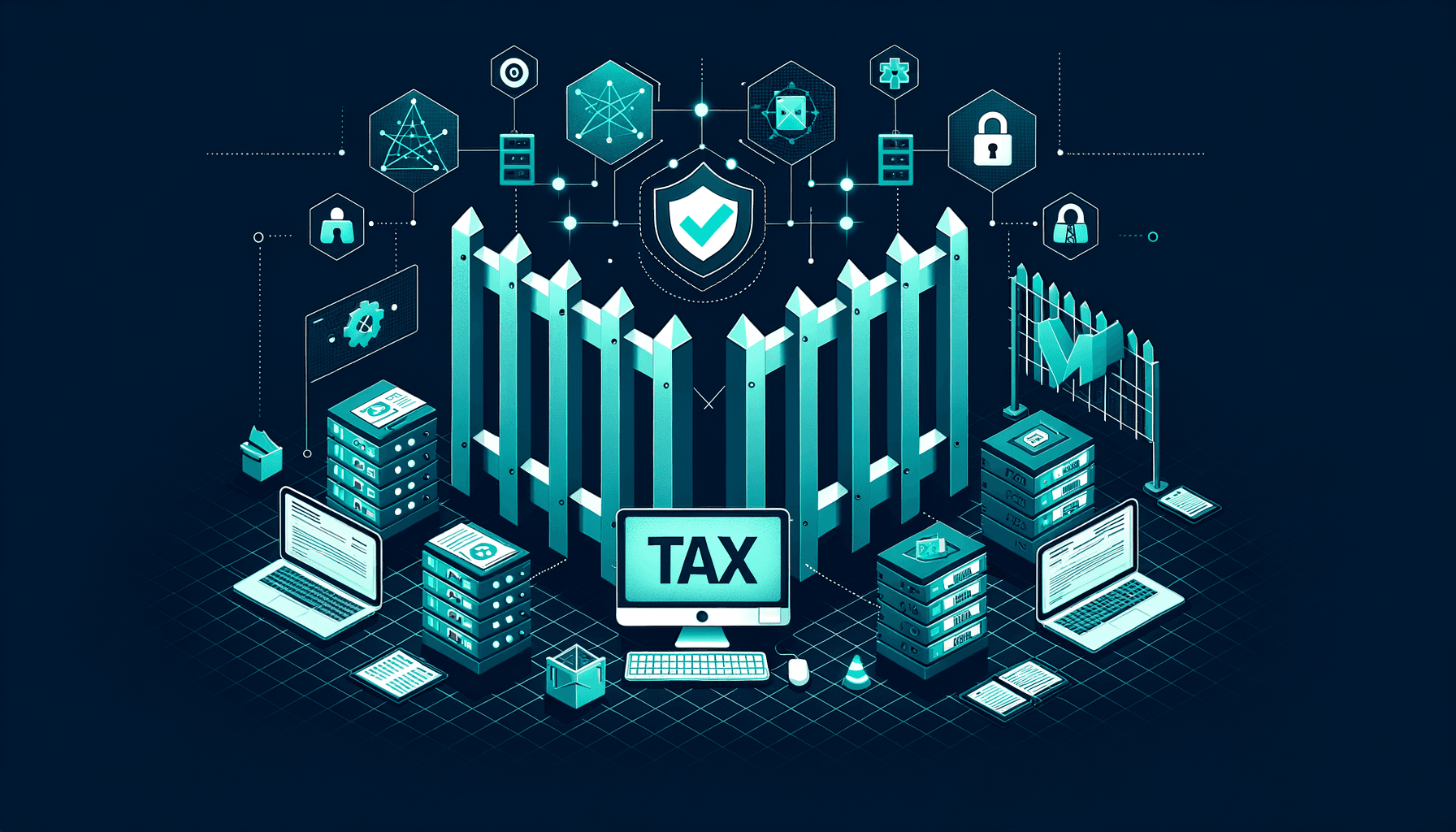 Network firewall barrier protecting tax office infrastructure with traffic filtering