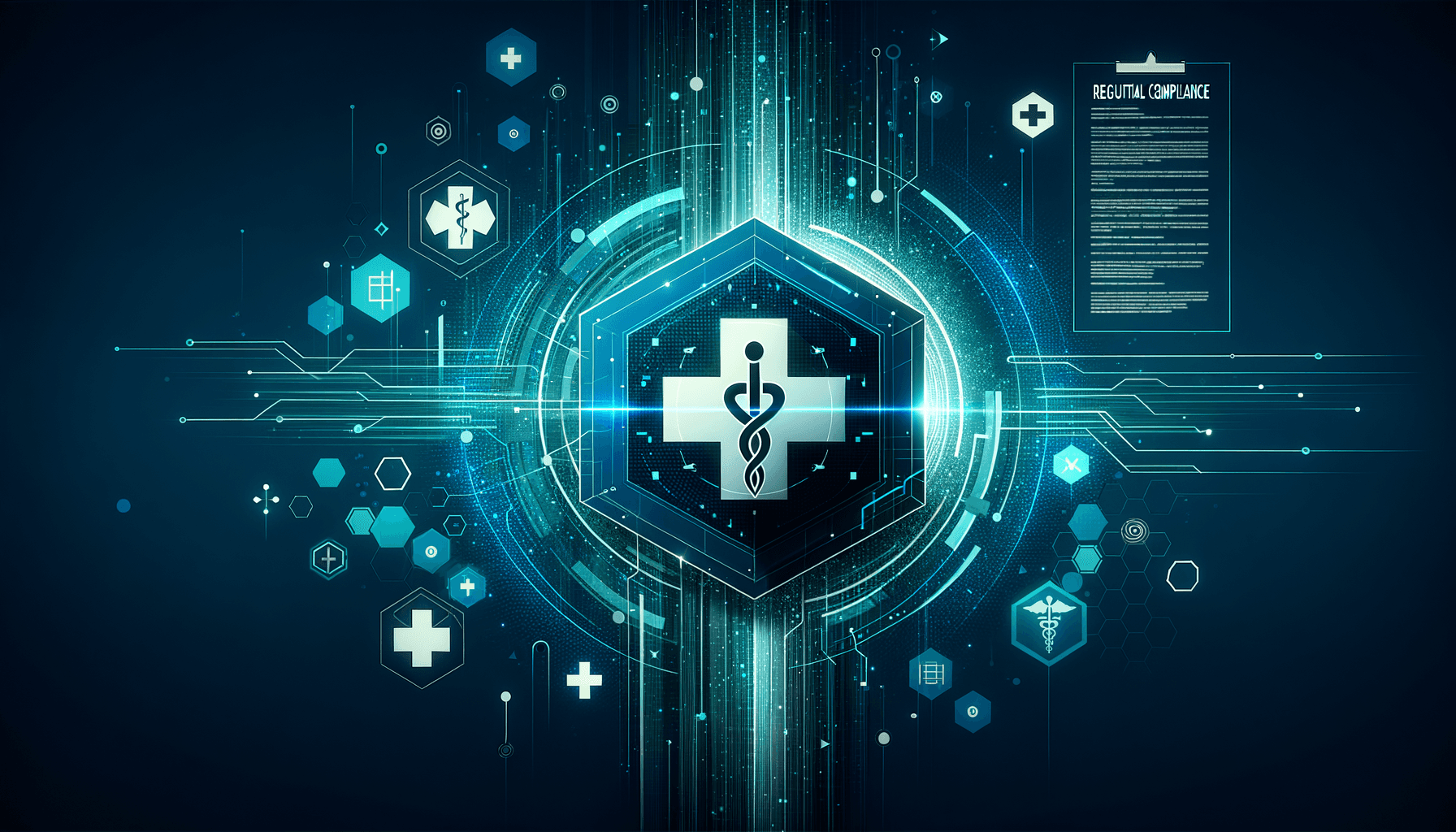 Medical cross with digital compliance shield protecting electronic health records