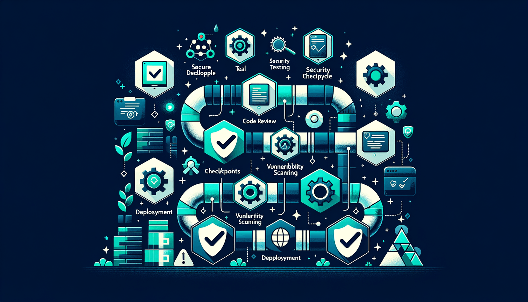 Secure development lifecycle pipeline with code review and security testing gates