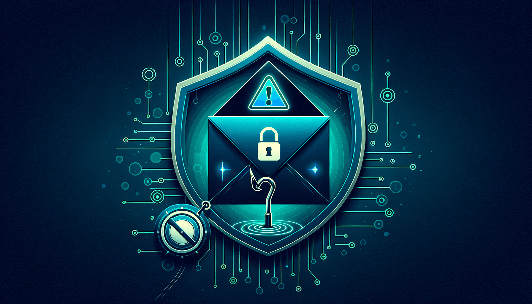 Suspicious email with phishing hook being blocked by defensive shield