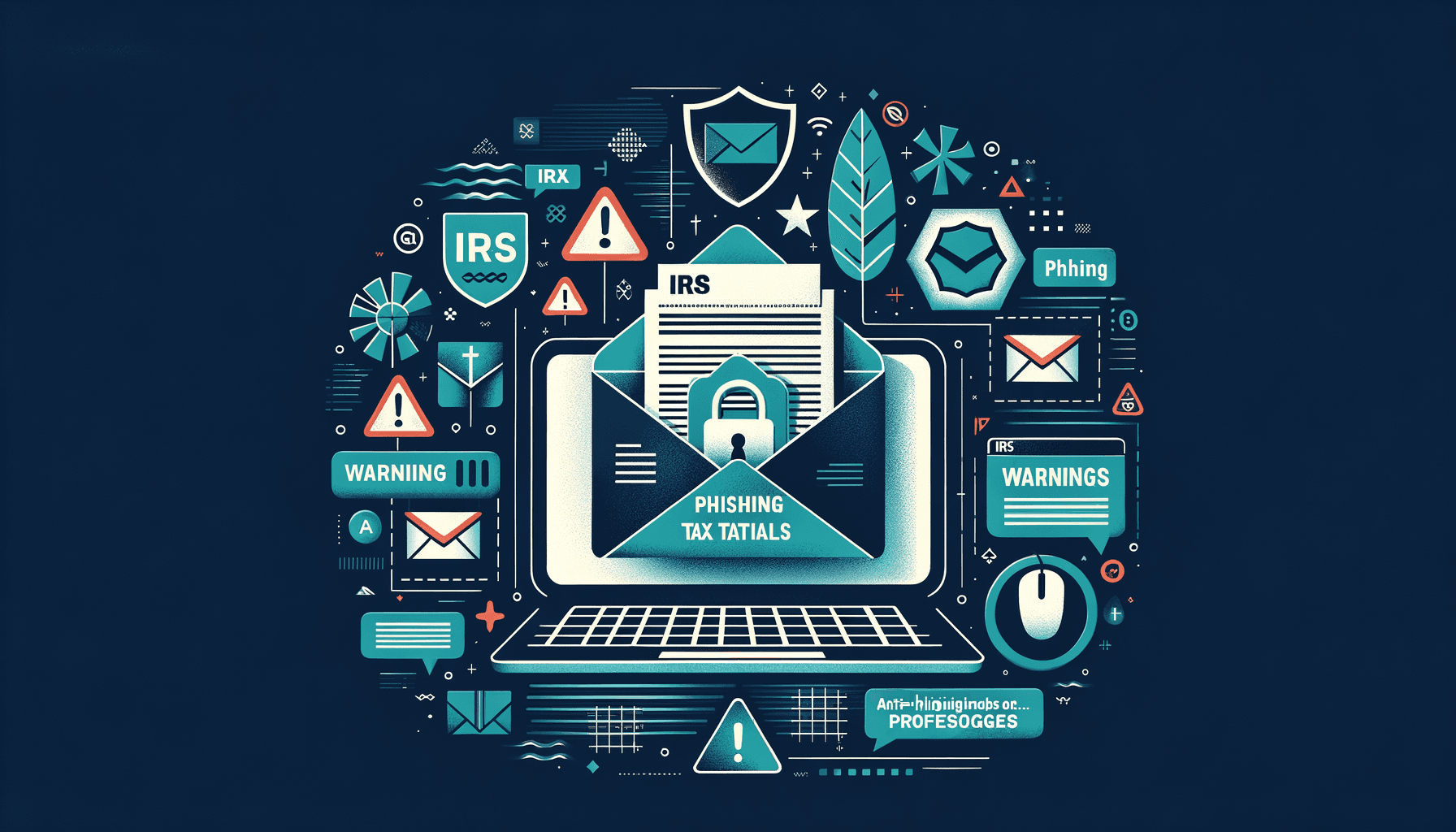 Tax-themed phishing emails with warning indicators and anti-phishing shields