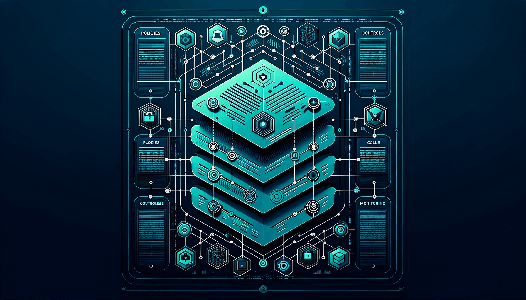Multi-layered security document with organized policy sections radiating outward