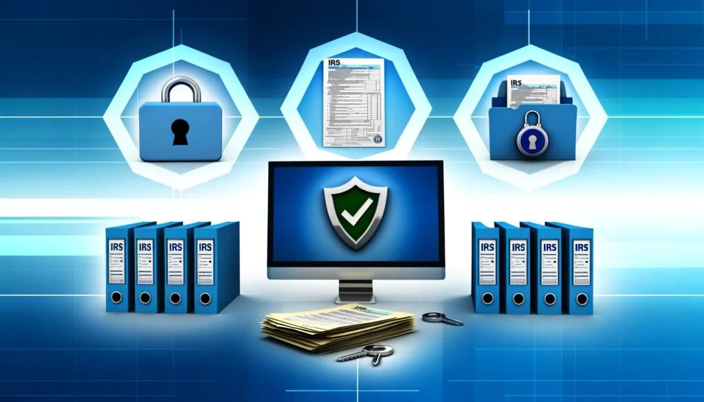 Written information security plan comprehensive documentation showing security protocols, checklists, and compliance requirements for tax professionals